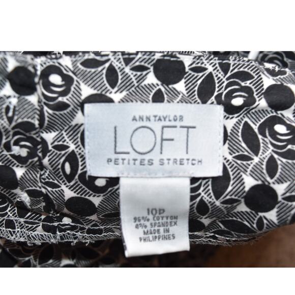Ann Taylor Loft Petites Stretch Black & White Floral Print Halter Top – Size 10P - Picture 4 of 4
